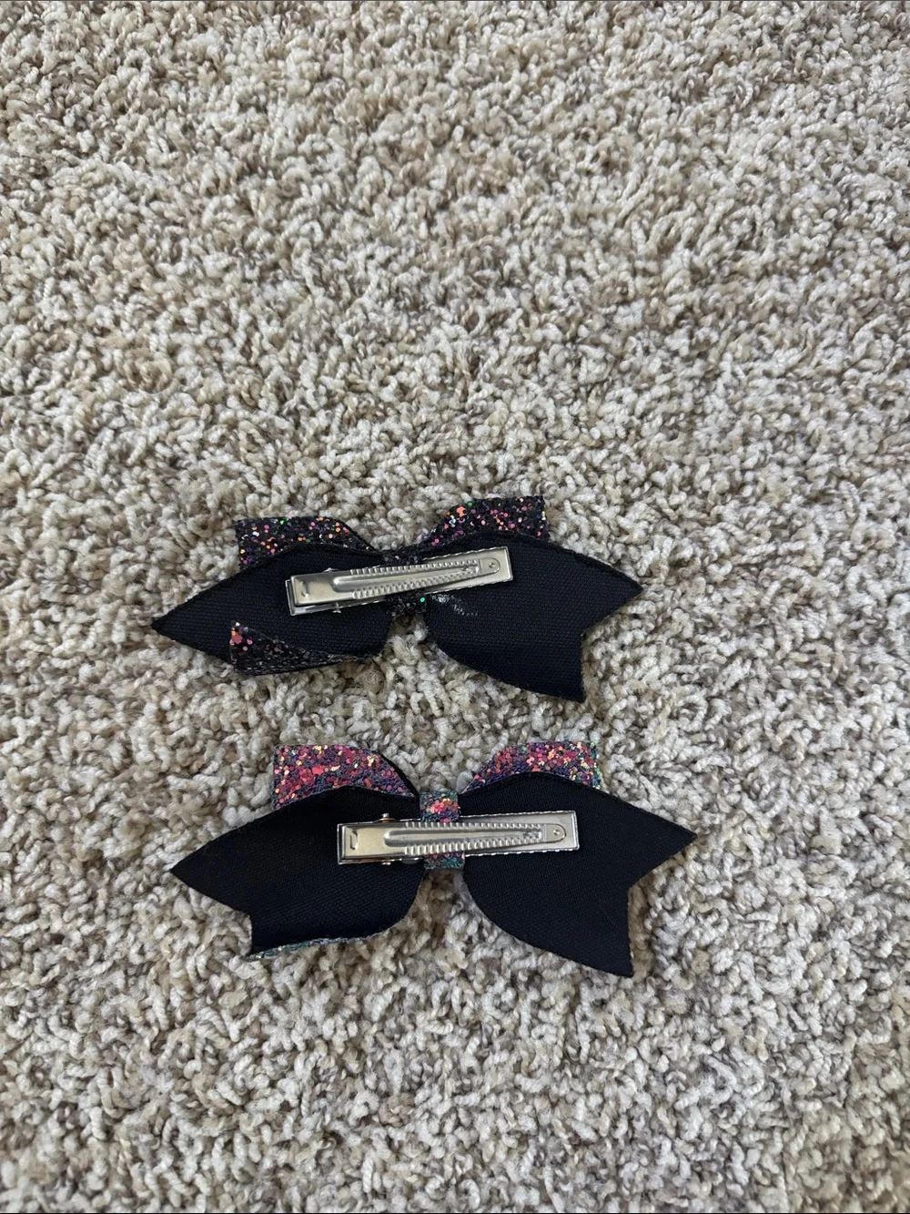 Glitter Bow Hair Clips for Kids - Black and Multicolor